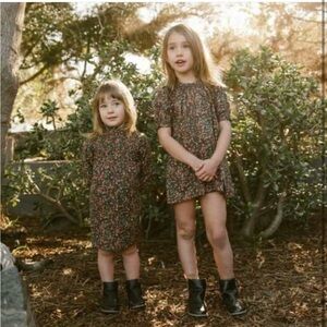 Doen Floral Kids Dresses - Green and Red